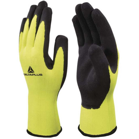 GUANTI DA LAVORO IN POLIESTERE E SPALMATURA LATTICE SCHIUMA NERO/GIALLO - APOLLON DELTAPLUS - Misura Tg. 10