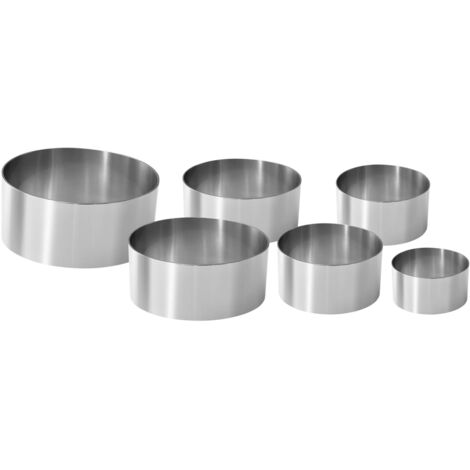 Fackelmann Set da 6 Coppa pasta Professionali, per impiattare e formare verdure, frolla ed impasti, materiale in Acciaio Inossidabile, Dimensioni diametri Ø5/6/7/8/10/12 x 4,5 cm di altezza