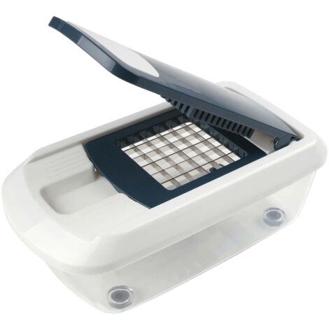 Fackelmann Taglia Frutta e Verdure Tutto in 1 Accessorio Multifunzione con 10 componenti: Affettaverdure, grattugie, spremiagrumi, separa turlo 25,5x14x9,5cm Colore: Blu Scuro e Bianco (1/4)