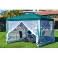 GAZEBO ACCIAIO VERDE CON ZANZARIERA - 3X3X2.5M