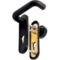 Micel - 00236 - Set maniglia antincendio con pomello fisso e foro da 72 mm per porta. Con piastra in acciaio e nylon e finitura nera. 168 x 44 mm.