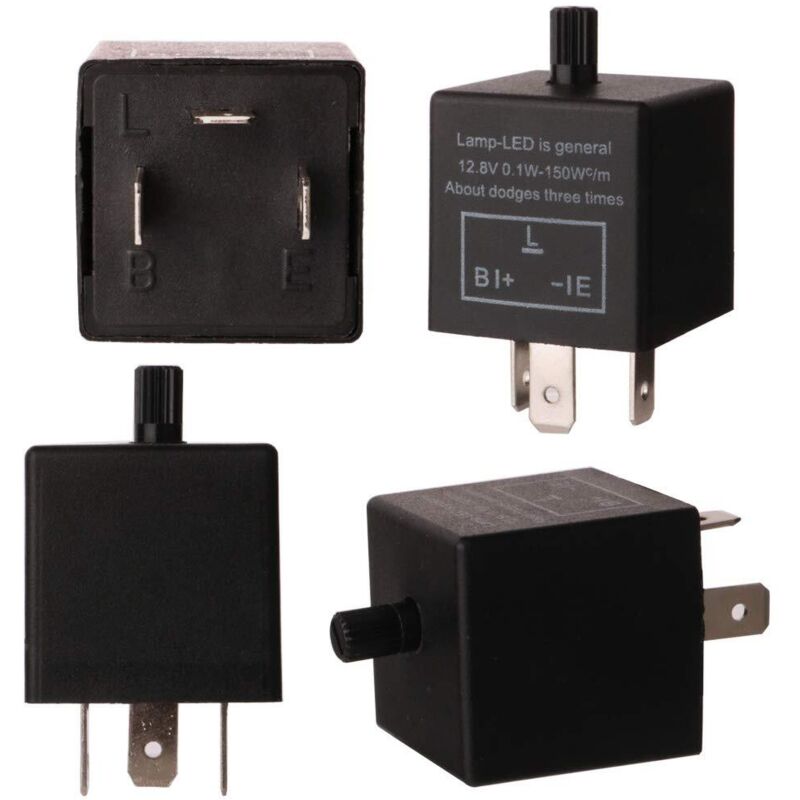 Relais Clignotant LED Réglable - Pour Voiture Et Moto 12V/24V, Résout Clignotement Rapide Ou Ampoules Grillées - 3