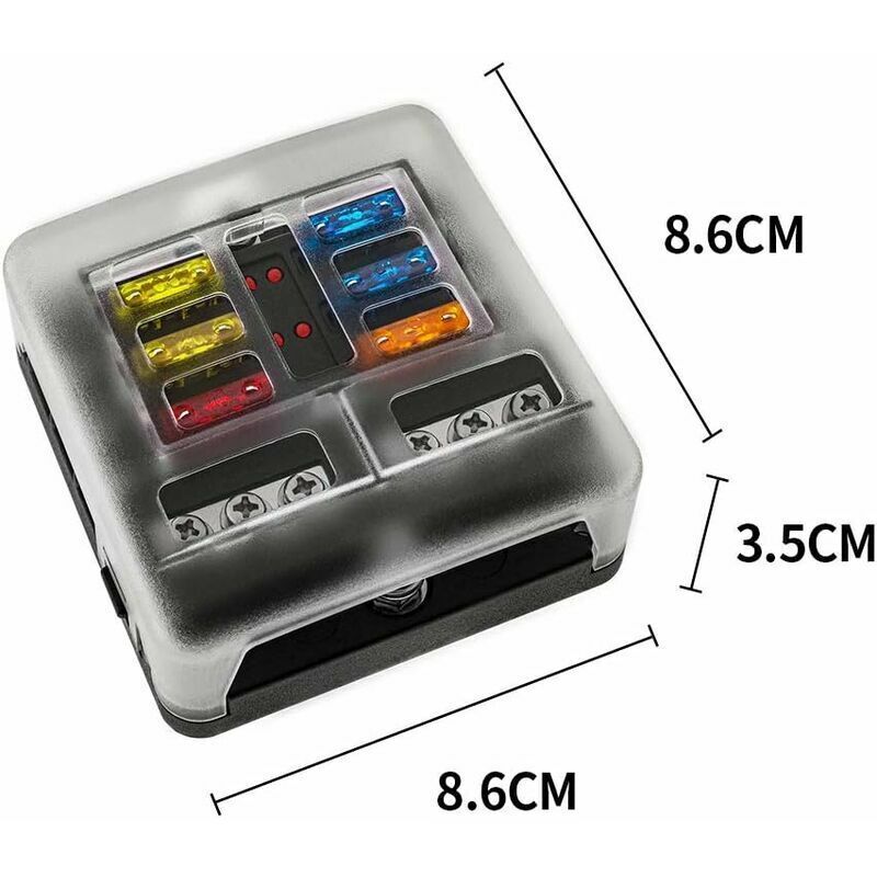 Blocs De Fusibles 12 Voies Porte Fusible ATC/ATO 12V Boîte à Fusibles à Lame Avec Indicateur LED Pour Voiture, Bateau, Fourgonnette, SUV