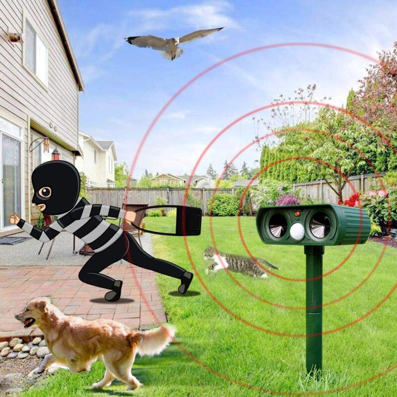 Répulsif à Ultrasons Pour Chats, Chiens, Rongeurs - Extérieur, Solaire Et USB - Détection PIR 10 M - 4