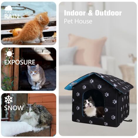 IELSH Maison De Chat Exterieur Waterproof, Maison Chat Hiver Etanche, Niche ​pour Chat Hiver, Maison Chien Intérieur Petit Tente De Nid De Chat Pliable Imperméable, Bon Effet D'isolation