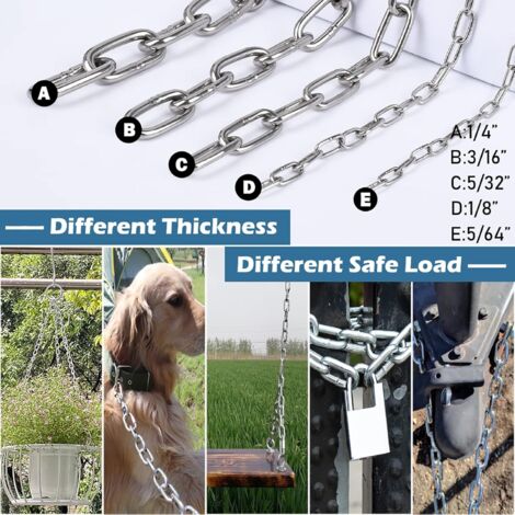 Chaîne En Acier Au Carbone Noir 6 Mm - Rouleau De 6 M - Pour Sécurité, Décoration, Animaux - 13