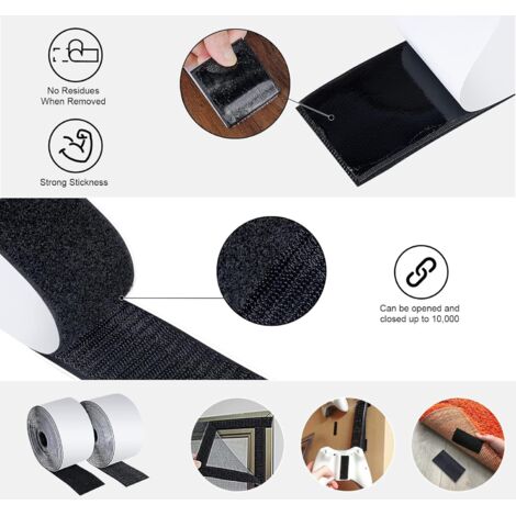 Bande Velcro Adhésive Double Face - 5 M, Avec 25 Clips - Pour Fixer Câbles, Tuyaux, Rangement Maison/bureau - 9