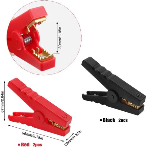 Pinces Crocodiles Pour Câbles De Batterie Voiture - Lot De 2 (rouge Et Noir) - 100A - Poignée Isolante - Pour Démarrage, Chargeurs, Tests électriques