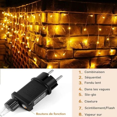 Guirlande Solaire à 300 LED Avec Télécommande,10M,lumière Scintillante