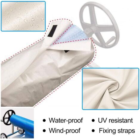 Housse De Protection Pour Enrouleur De Piscine – Tissu Oxford Enduit PU Argent, Anti-UV, Pluie, Vent, Poussière – Taille Ajustable