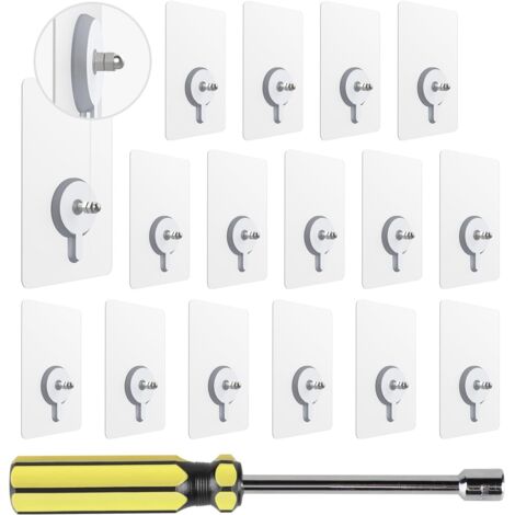 Vaguelly Crochets Adhésifs Décoratifs Transparent 8Pcs Crochets Muraux Auto-Adhésifs pour Salle de Bain et Entrée Support de Clé Gain de Place et Facile à Installer
