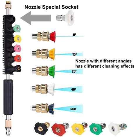 Brosse Toiture Gouttière Kit Rallonge Lance Nettoyeur Haute Pression Stanley - 1,6m Pour Nettoyage Facades & Fenêtres Brosse Lavage Façade