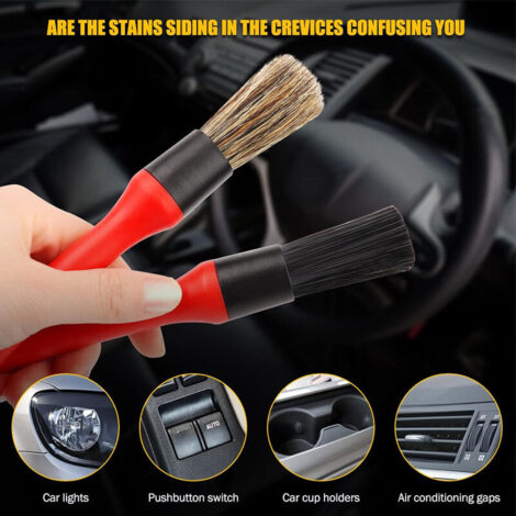 RUCUDIM Lot De 5 Brosses De Nettoyage Auto – Poils Ultra-doux, Pour Intérieur Voiture, Tableau De Bord, Aérations, écrans, Maison