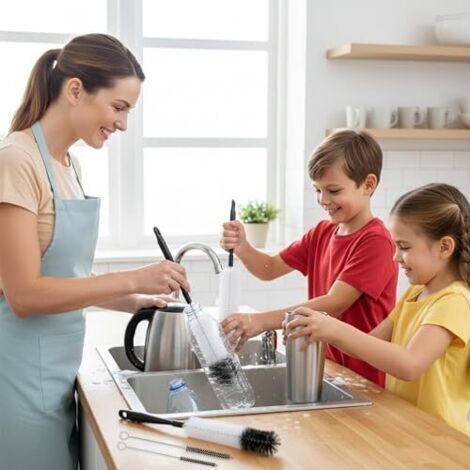 Lot De 3 Brosses éponge En Mousse Avec Long Manche Réglable Pour Nettoyer Les Biberons, La