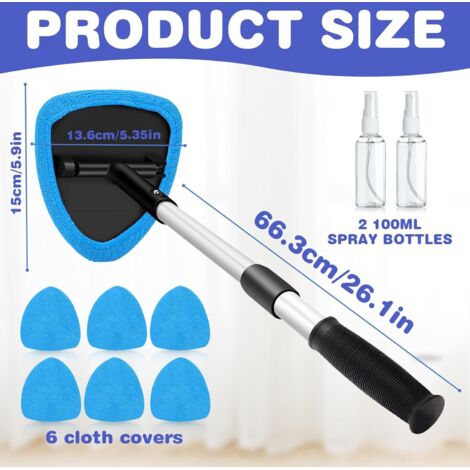 Nettoyeur vitres de voitures intérieur, lot de 24, brosse avec poignée, pour pare-brise, 72