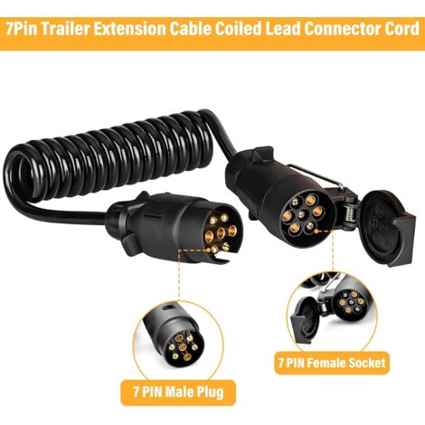 MINSHUXI Prise Remorque 7 Broches 12V - Faisceau 2 M - Adaptateur Électrique Pour Caravane, Camion, RV, Remorque (Noir)