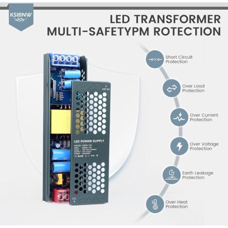 Transformateur LED 220V Vers 12V 300W - Driver LED 25A Ultra Mince - Alimentation à Découpage