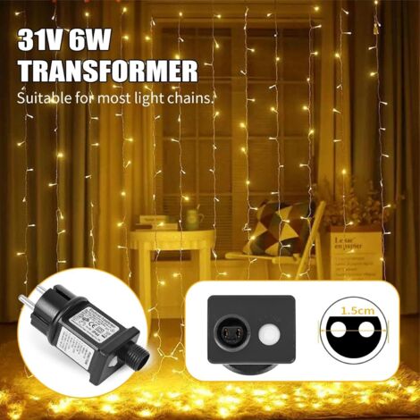 Transformateur/Clignoteur Pour Guirlande Lumineuse 31V 6W - IP44 Étanche - 8 Modes + Minuterie - Lot De 2