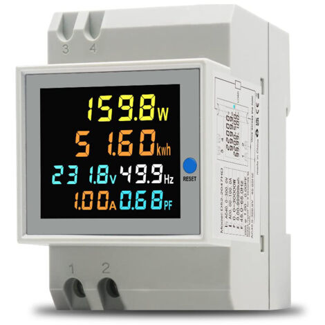 Paryou – Compteur d'énergie numérique AC 40-300V 100A – Voltmètre ampèremètre DIN – Mesure jusqu'à 30000W – Compatible installations domestiques et industrielles