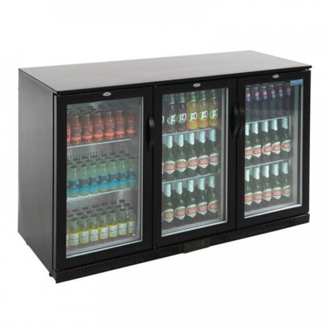 Arrière-bar 3 portes battantes vitrées 330 Litres noir, 350 W, 220 V - MONO