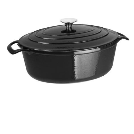 Cocotte ovale en fonte noire Vogue 5 L (1/5)