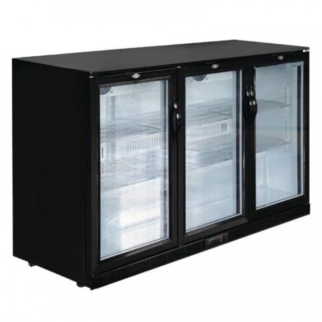 Arrière-bar 3 portes battantes vitrées 320 Litres noir, 350 W, 220 V - MONO