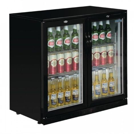 Arrière-bar 2 portes battantes vitrées 208 Litres noir, 230 W, 220 V - MONO (1/5)