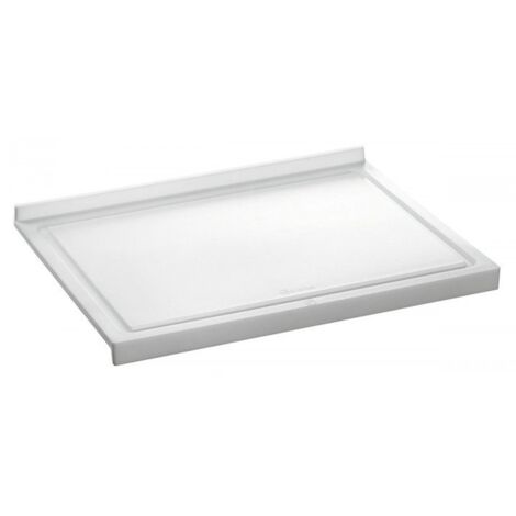 Planche à découper (L)480 x (P)375 x (H)45 mm, en plastique blanc, avec bord recourbé