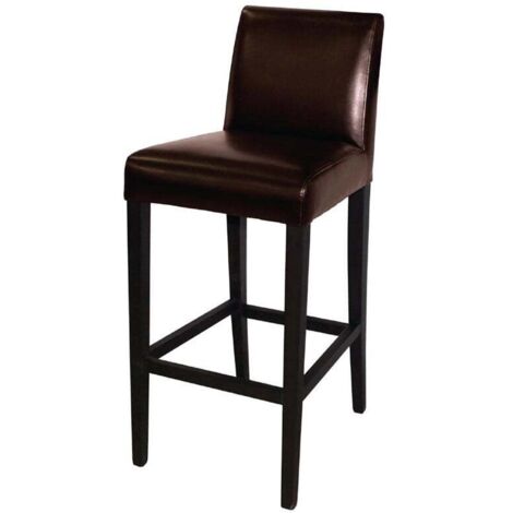 Tabouret de bar haut avec dossier en simili cuir marron foncé - Bolero (1/5)