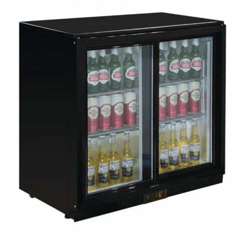 Arrière-bar 2 portes coulissantes vitrées 208 Litres noir, 230 W, 220 V - MONO