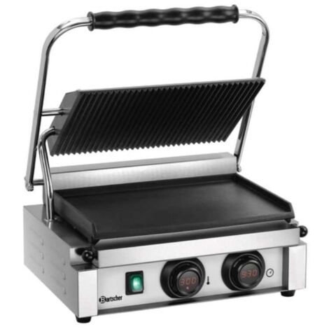 Grill contact inox simple fonte lisse, rainurée, 2200 W, 220 V - MONO