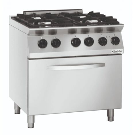 Cuisinière inox à gaz 4 feux sur four électrique GN 2/1, GAZ, 400 V