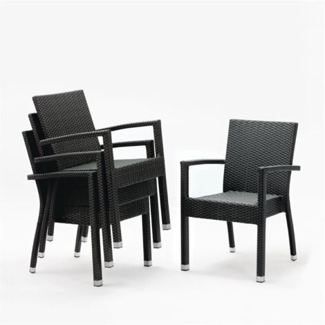 Fauteuils en rotin anthracite Bolero - Lot de 4 (1/5)