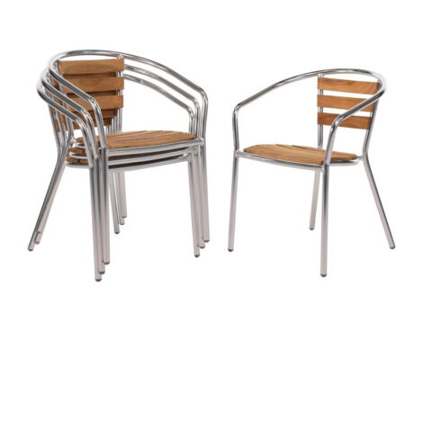 Fauteuils en frêne et aluminium 730 mm Bolero - Lot de 4 (1/5)