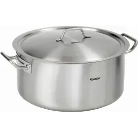 Marmite tout inox 25 Litres (Ø)430 mm compatible induction, avec couvercle