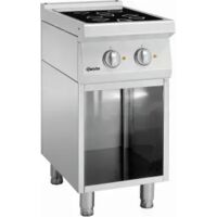 Fourneau inox vitro électrique 2 Zones, sur support ouvert, 4600 W, 400 V - TRI
