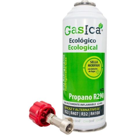 1 Bottiglia Gas Ecologico Gasica 226Gr + V2 valvola sostitutiva R22, R32, R407C, R410A Organic Fermo (1/5)