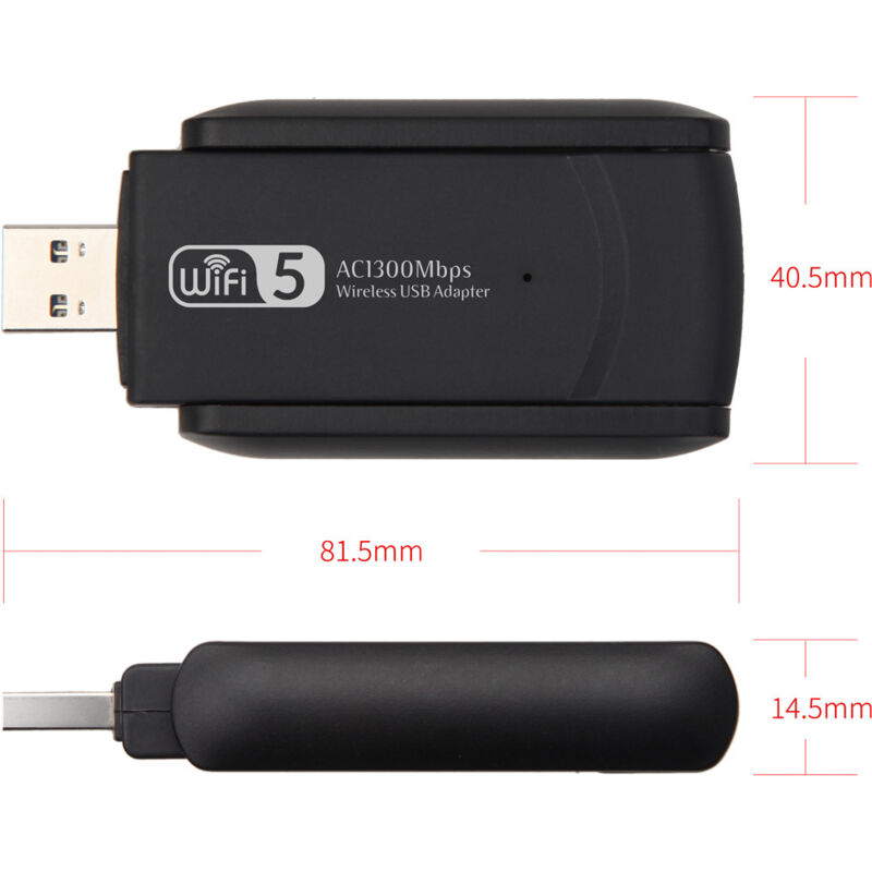 Clé WiFi USB 3.0 1300 Mbps Double Bande - 2 Antennes 5 DBi Orientables - Compatible Windows, Mac, Linux