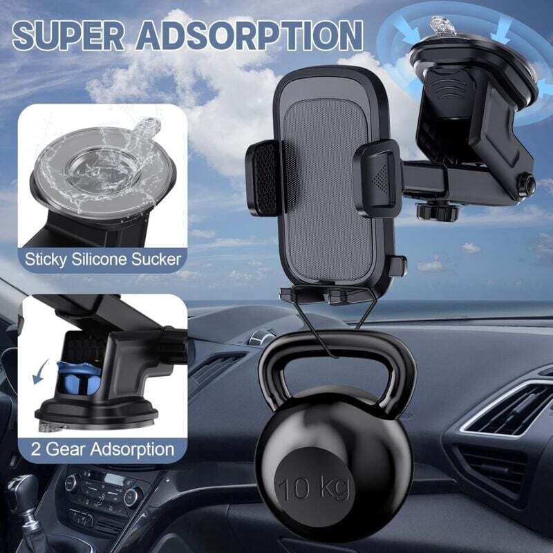 Support Téléphone Voiture Ventouse Universel GPS- Réglable 360°, Pour