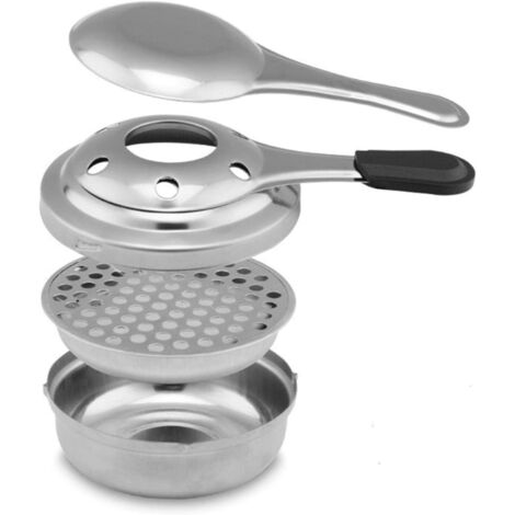 Brûleur à fondue en acier inoxydable – Cuisinière à alcool portable pour 4 personnes – Poignée anti-brûlure – Démontage facile pour nettoyage
