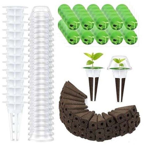 ZVD 200pcs Kit de culture Hydroponique, 50 Éponges de Culture Hydroponique avec 50 Panier de Culture Hydroponique 50Couvercles Isolants Transparents 50 Étiquette Plantes Hydroponique Kit (1/4)