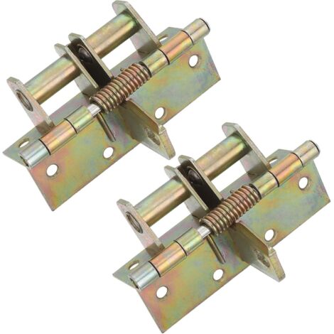 Lot de 2 charnières à ressort pour porte - Mécanisme d'amortissement automatique - Charnière à ressort à fermeture automatique pour armoires et penderies - Couleur dorée (1/5)