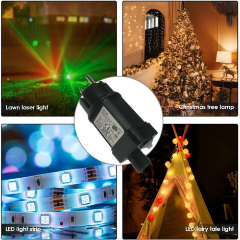 Transformateur Pour Guirlande Lumineuse LED Vautvis 31V 6W - 2 Pièces, 8 Modes, IP44 Étanche - Pour Déco Noël Extérieur/Intérieur