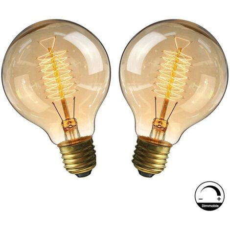 Ampoule E27 ,Fil Lampe Rétro Antique 220V Grosse Ampoule 40W Edison Globe G80 Ampoule Filament Blanc Chaud 2 Pack (1/5)