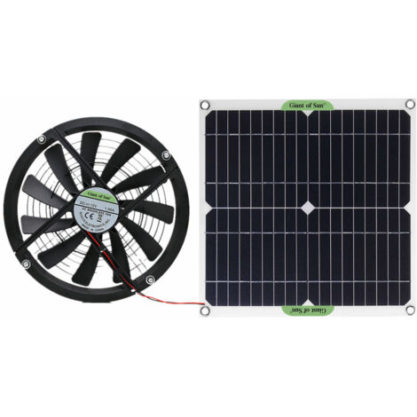 Jeffergarden Kit de ventilateur de panneau solaire 10 pouces 100W, boîtier de Ventilation rond étanche, échappement pour poulailler, serre, hangar (1/7)