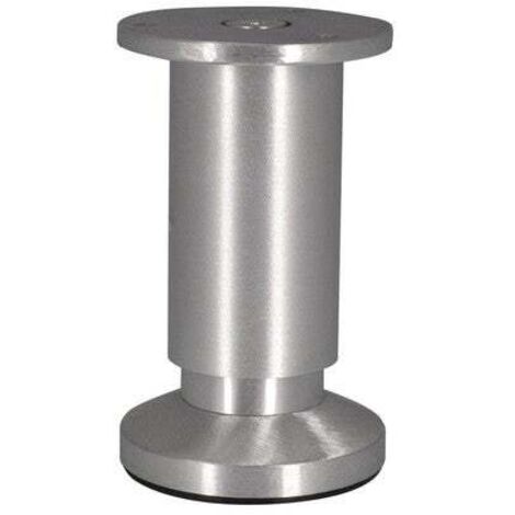 Pied de meuble cylindrique réglable 38mm – Aluminium brossé gris – Hauteur ajustable de 10 à 12 cm – Charge 40 kg – Cime