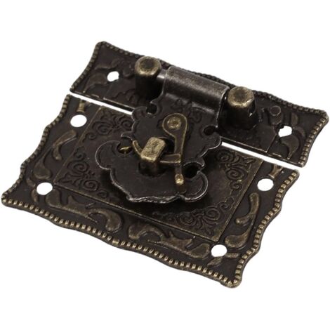 Langray – Loquet antique en bronze pour coffrets bois – Dimensions 51 x 43 mm – Convient pour boîtes à bijoux – Installation facile avec vis incluses (1/3)