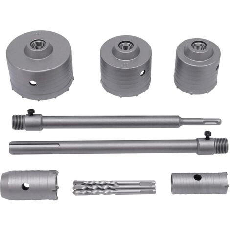 Gojoy – Jeu de scies cloches 30/40/68/80/100mm – Acier au carbone pour béton – Profondeur de coupe 350mm – Adaptateur SDS inclus (1/5)