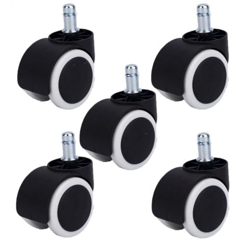 2Gt Roues Et Roulettes – Lot de 5 roulettes pivotantes jumelées – Caoutchouc gris non marquant – Diamètre 50 mm – Charge max 160 kg – Fixation tige lisse 11x22 mm (1/4)