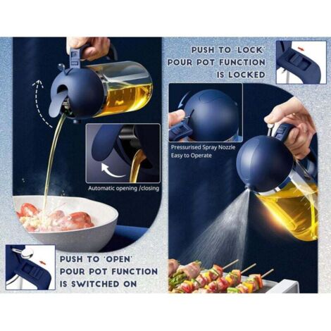 2 Pulvérisateurs D'Huile En Verre 470 Ml – Spray Et Verseur, Bouteille Anti-UV, Pour Cuisine, Friteuse à Air